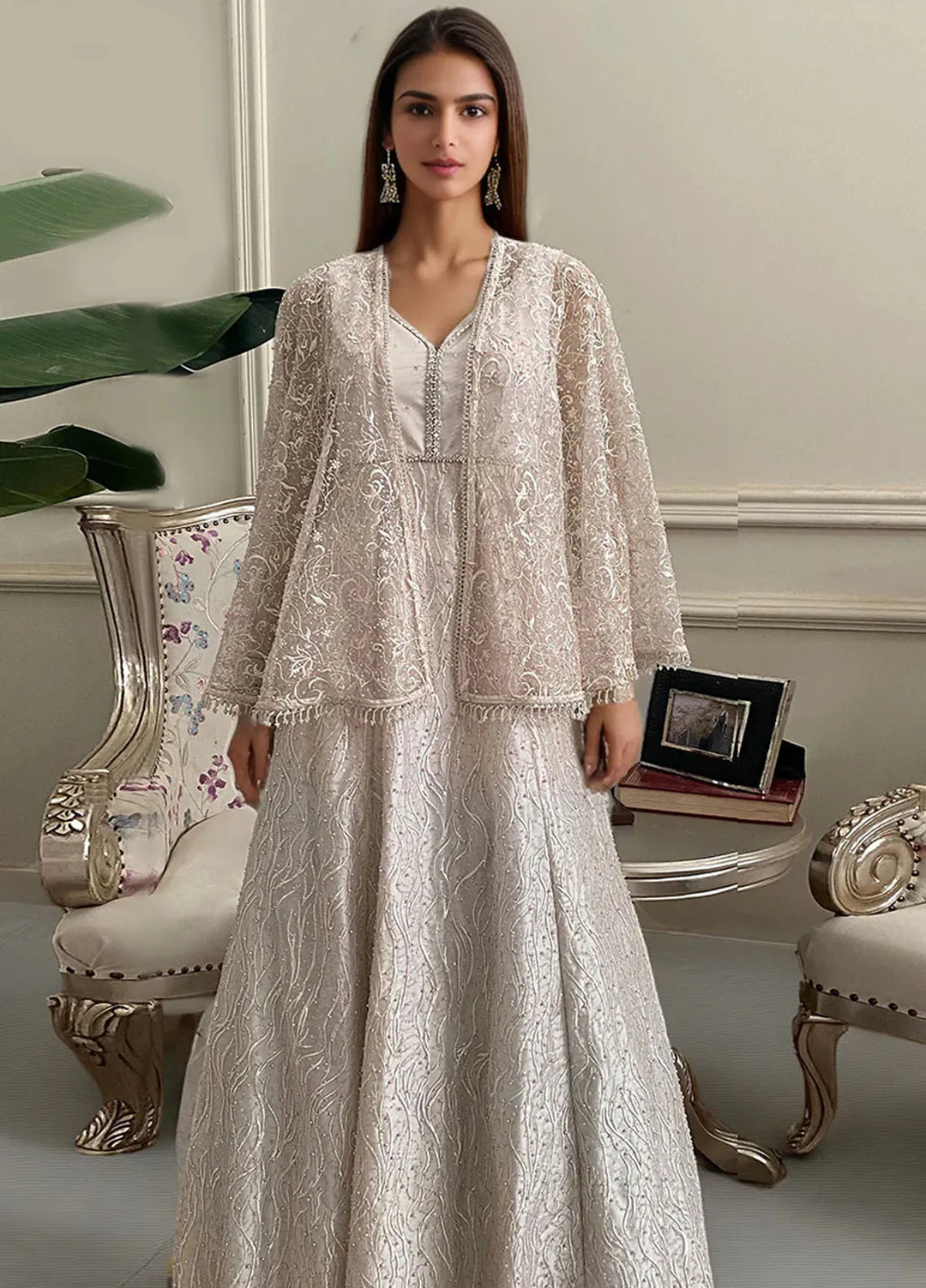 Threads And Motifz Pret Embroidered Net 2 Peice Suit 9300