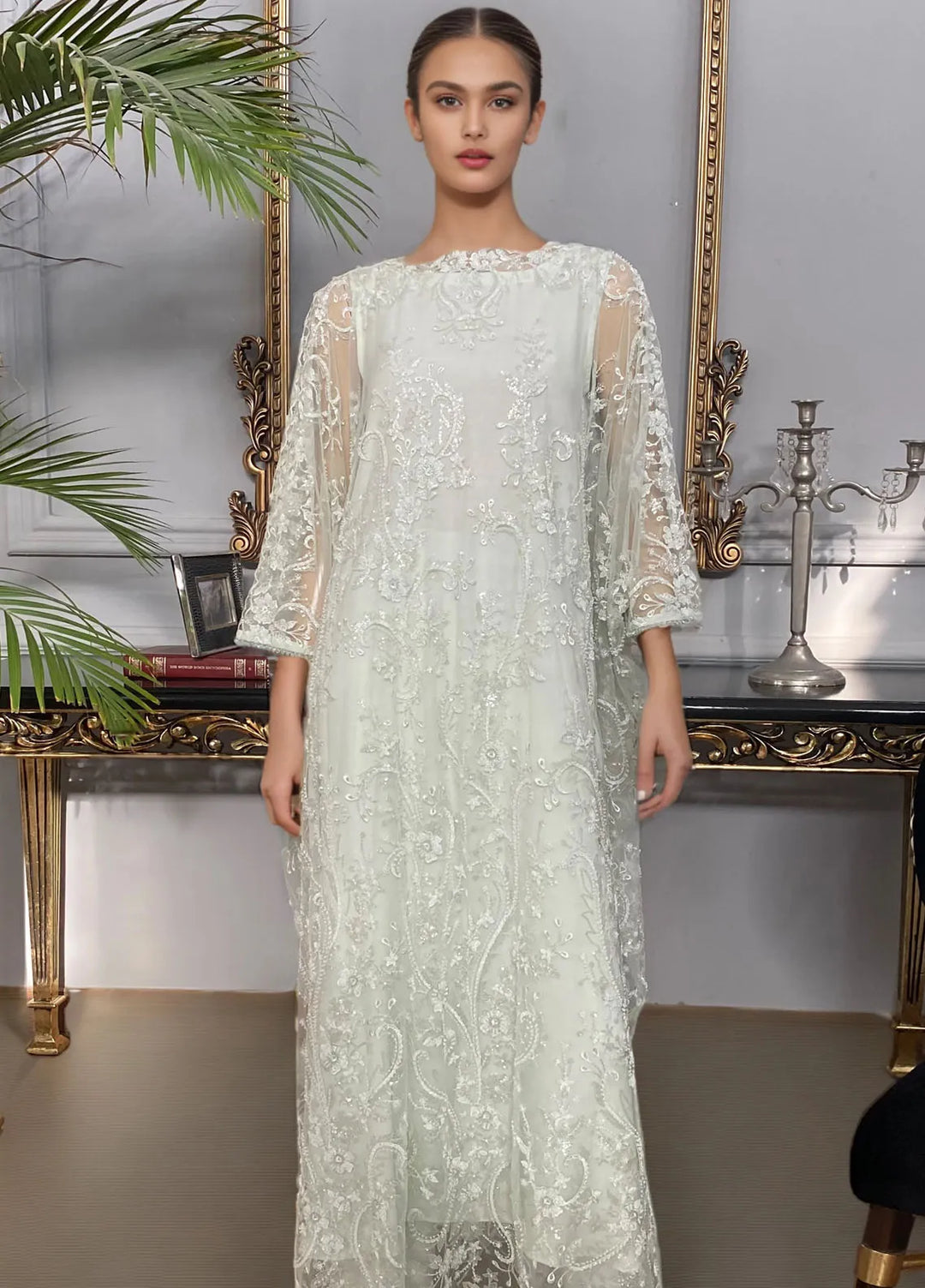 Threads And Motifz Pret Embroidered Net 3 Peice Suit 9264