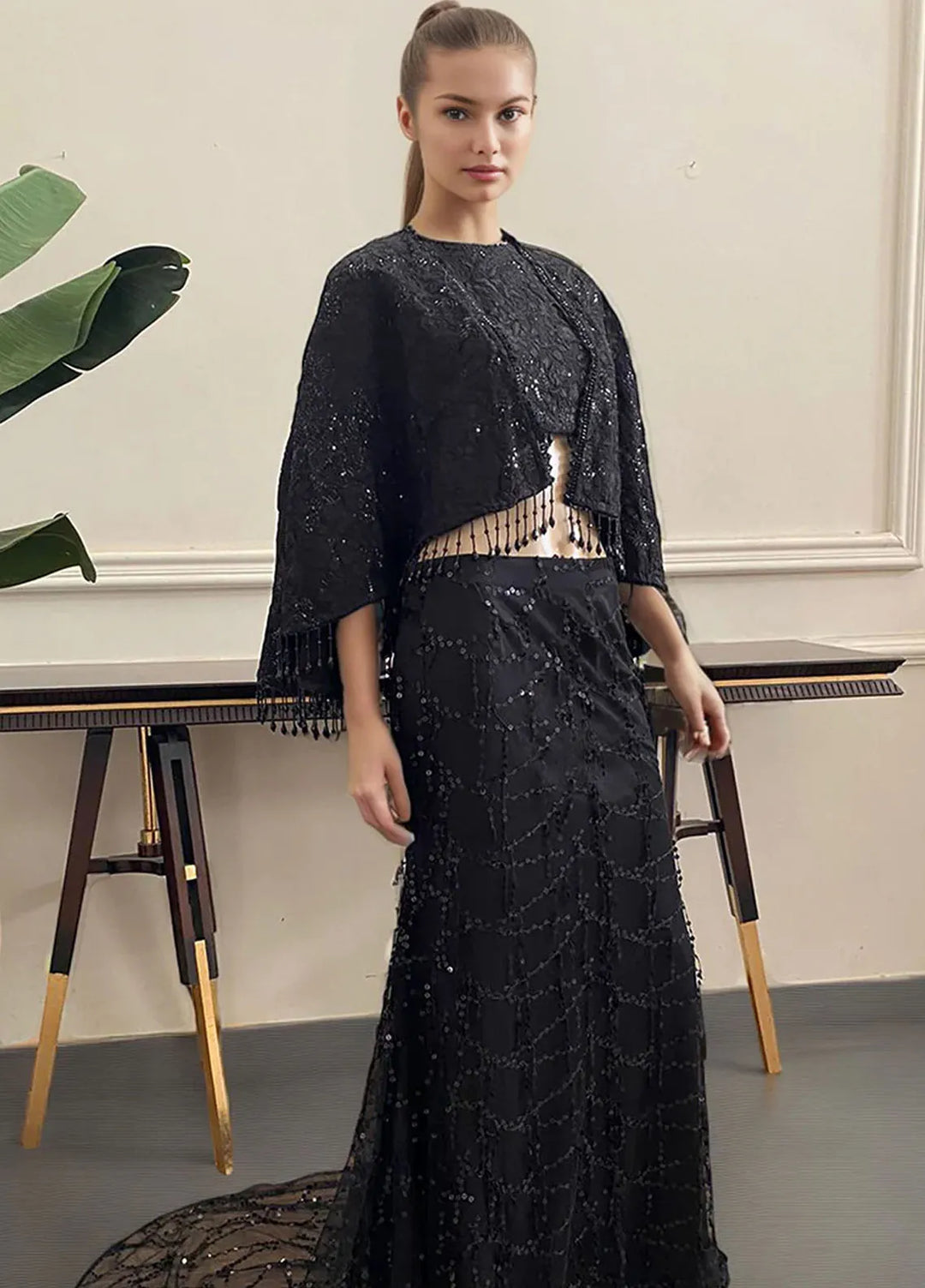 Threads And Motifz Pret Embroidered Net 3 Peice Suit 9406