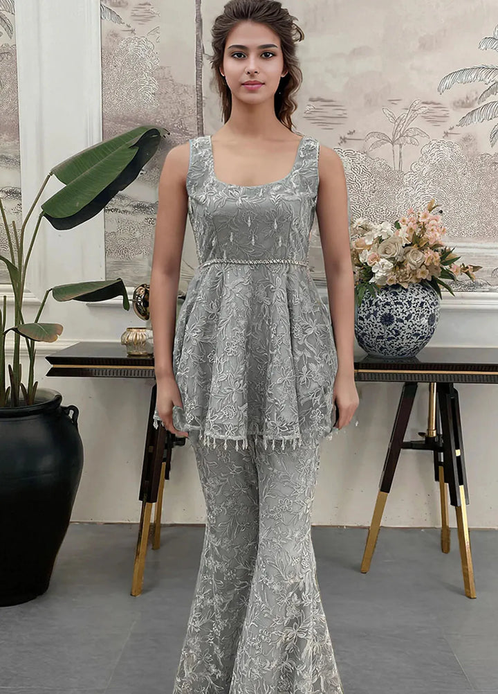 Threads And Motifz Pret Embroidered Net 3 Piece Suit 9045