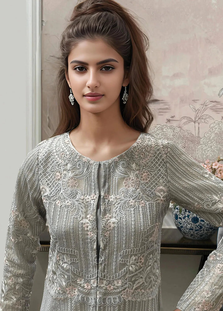 Threads And Motifz Pret Embroidered Net 3 Piece Suit 9089