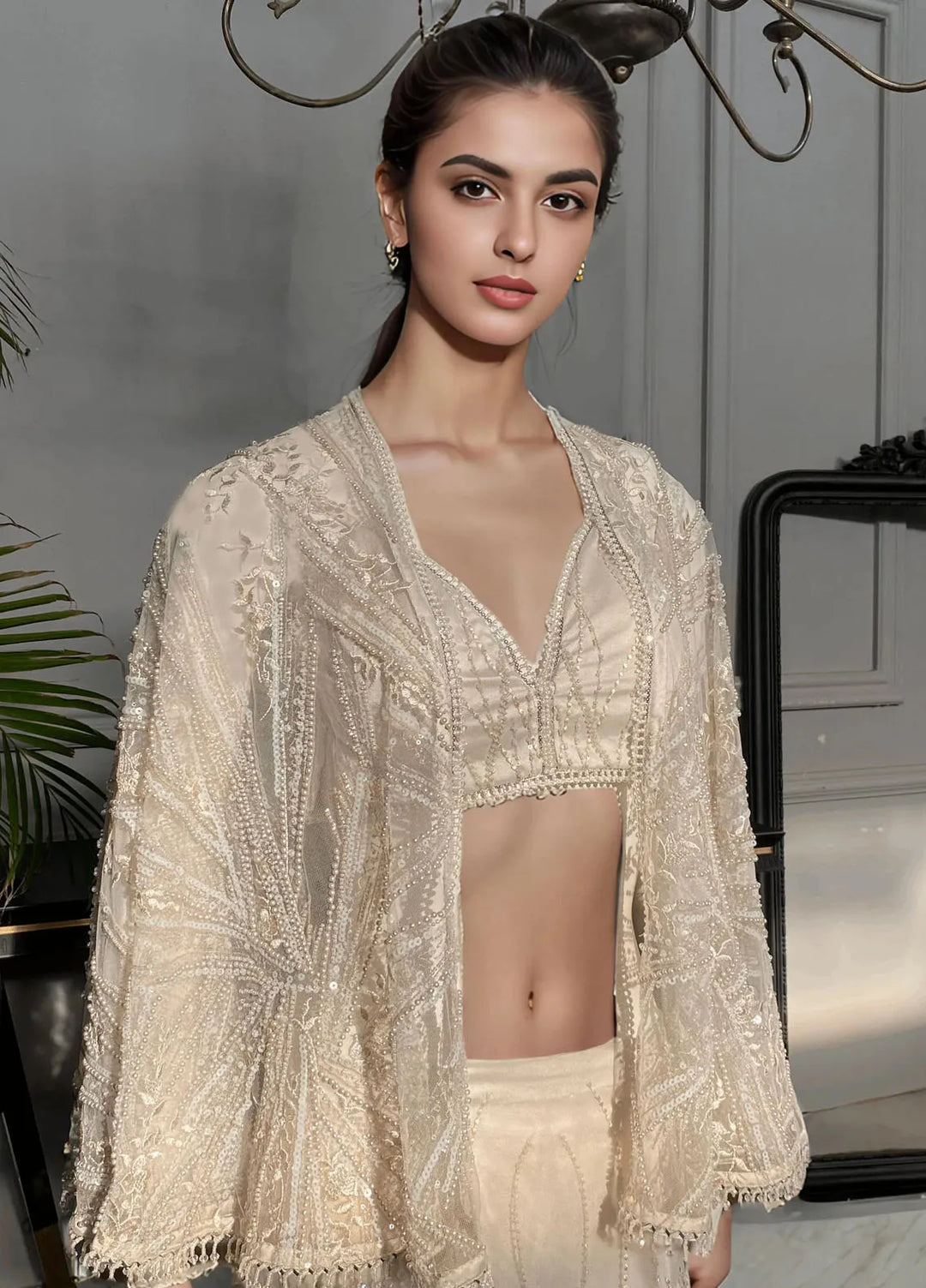 Threads And Motifz Pret Embroidered Net 3 Piece Suit 9165.1