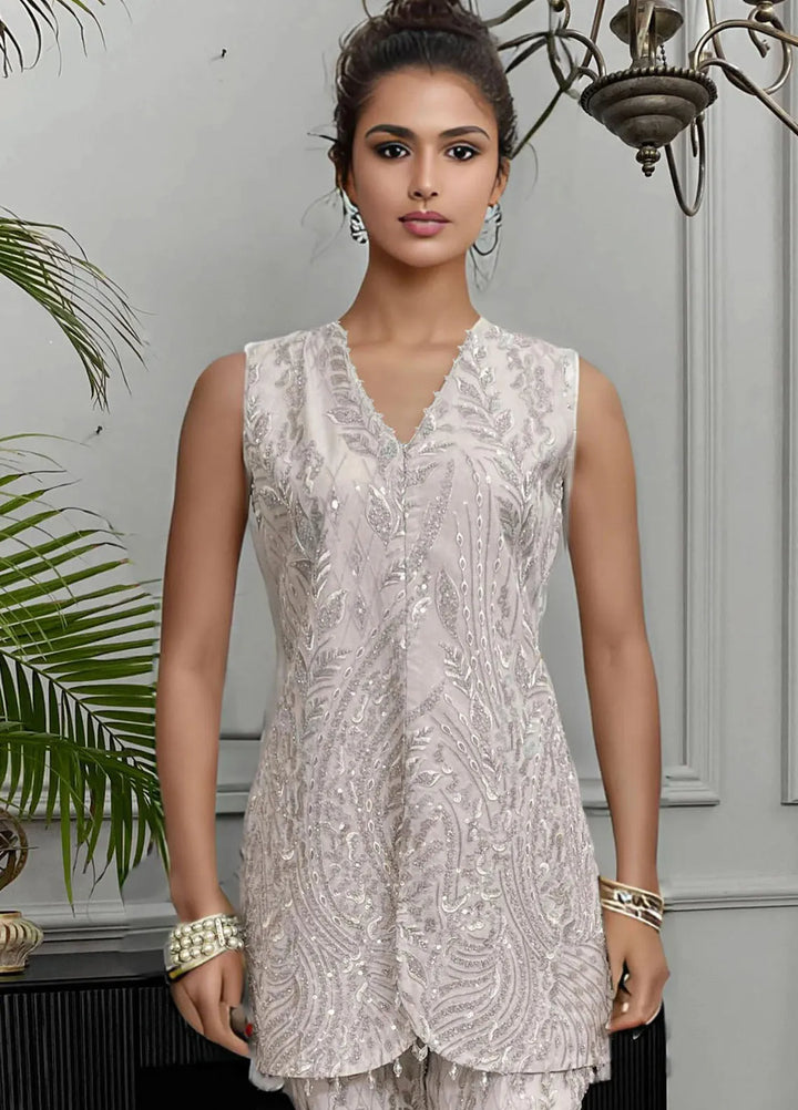 Threads And Motifz Pret Embroidered Net 3 Piece Suit 9166