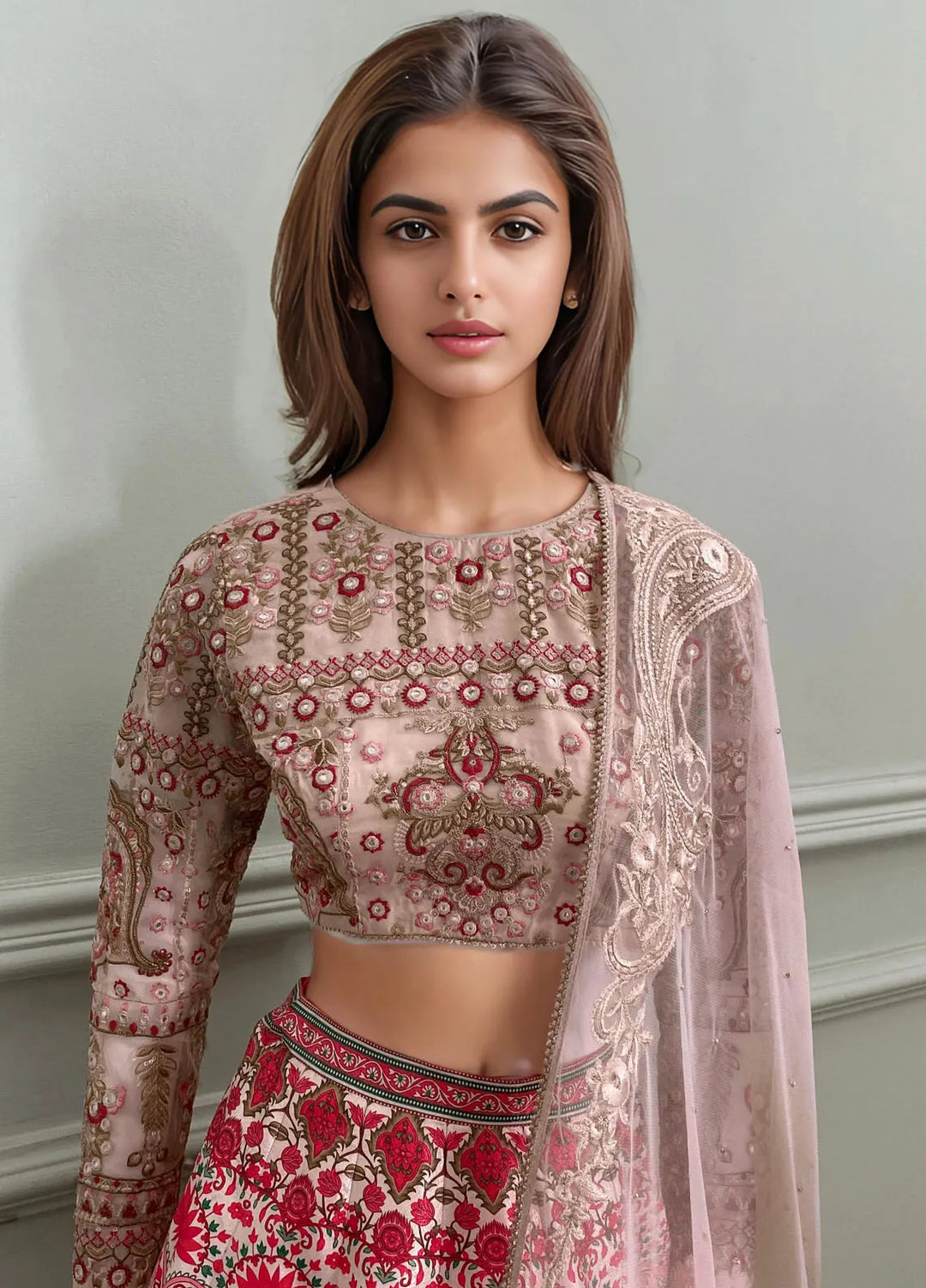 Threads And Motifz Pret Embroidered Viscose 3 Piece Suit 9101