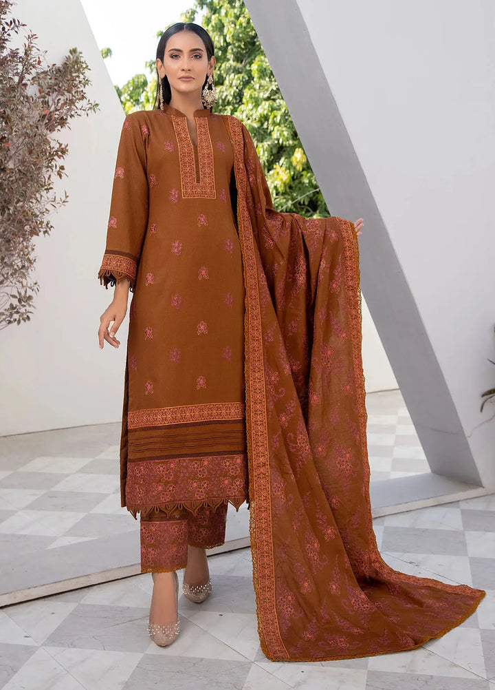 Threads And Weaves Embroidered Dhanak Suit Unstitched 3 Piece D23104 - Winter Collection