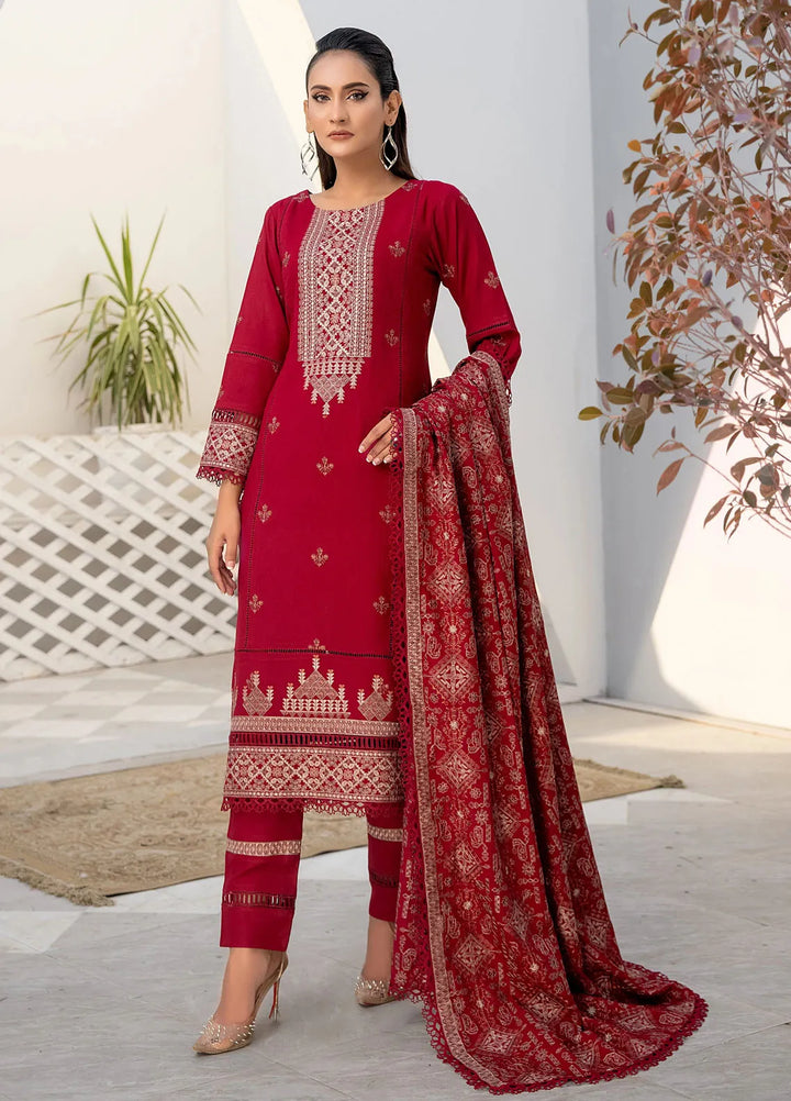 Threads And Weaves Embroidered Dhanak Suit Unstitched 3 Piece D23106 - Winter Collection
