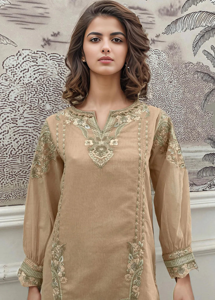 Threads & Motifs Pret Embroidered Chanderi 3 PIece Suit 8966