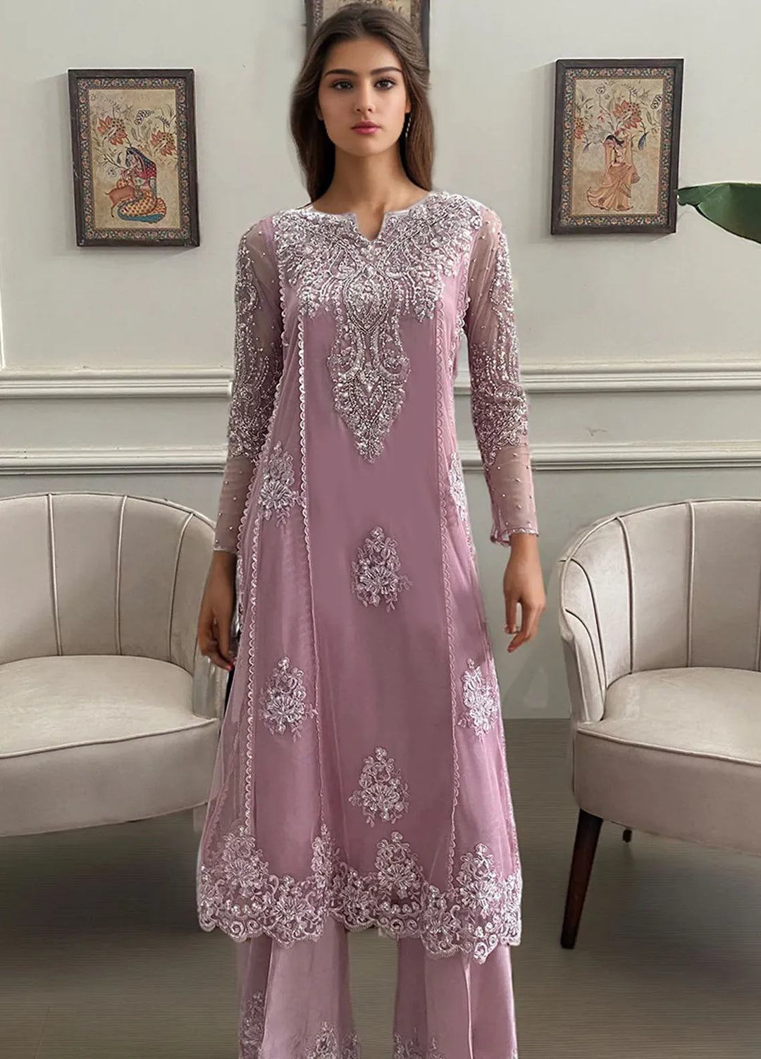 Threads & Motifs Pret Embroidered Net 2 Piece Suit 9254