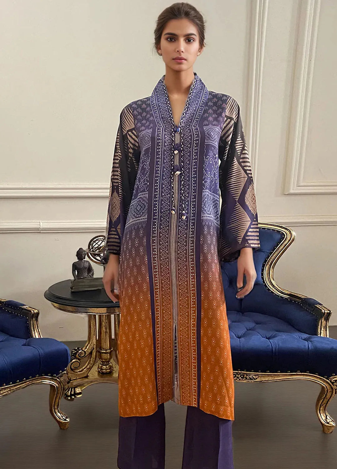 Threads & Motifs Pret Embroidered Viscose Silk 2 PIece Suit 8981