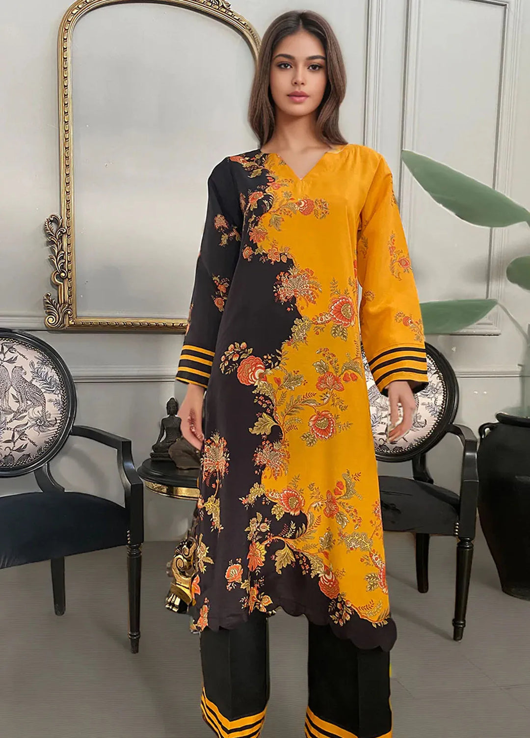 Threads & Motifs Pret Embroidered Viscose Silk 2 PIece Suit 8998