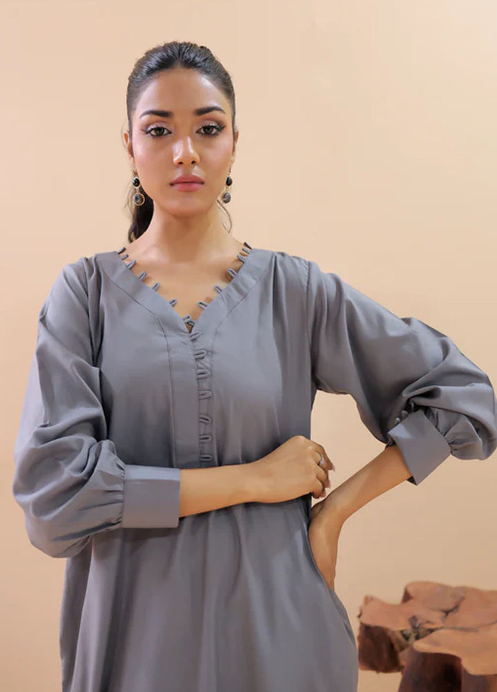 TNG Pret Plain Blended Cotton 2 Piece Suit Wania Grey