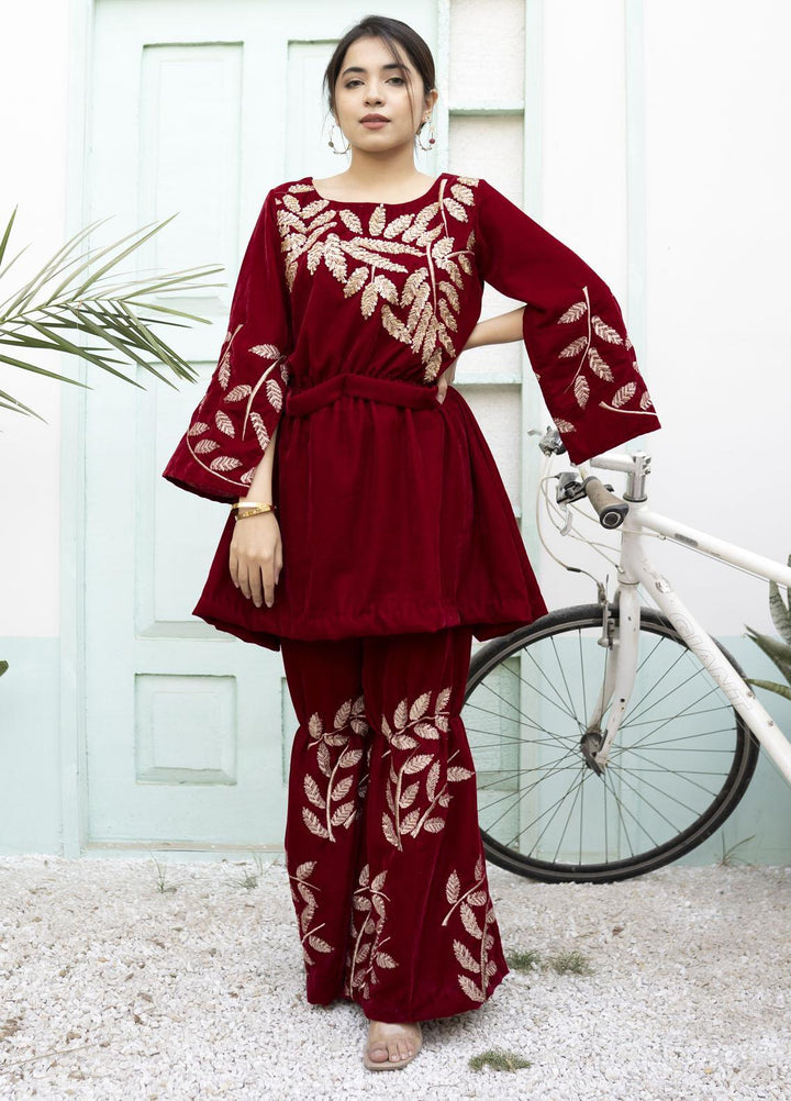 Top Notch Casual Pret  Velvet 2 Piece Suit TNH21VT Ruby