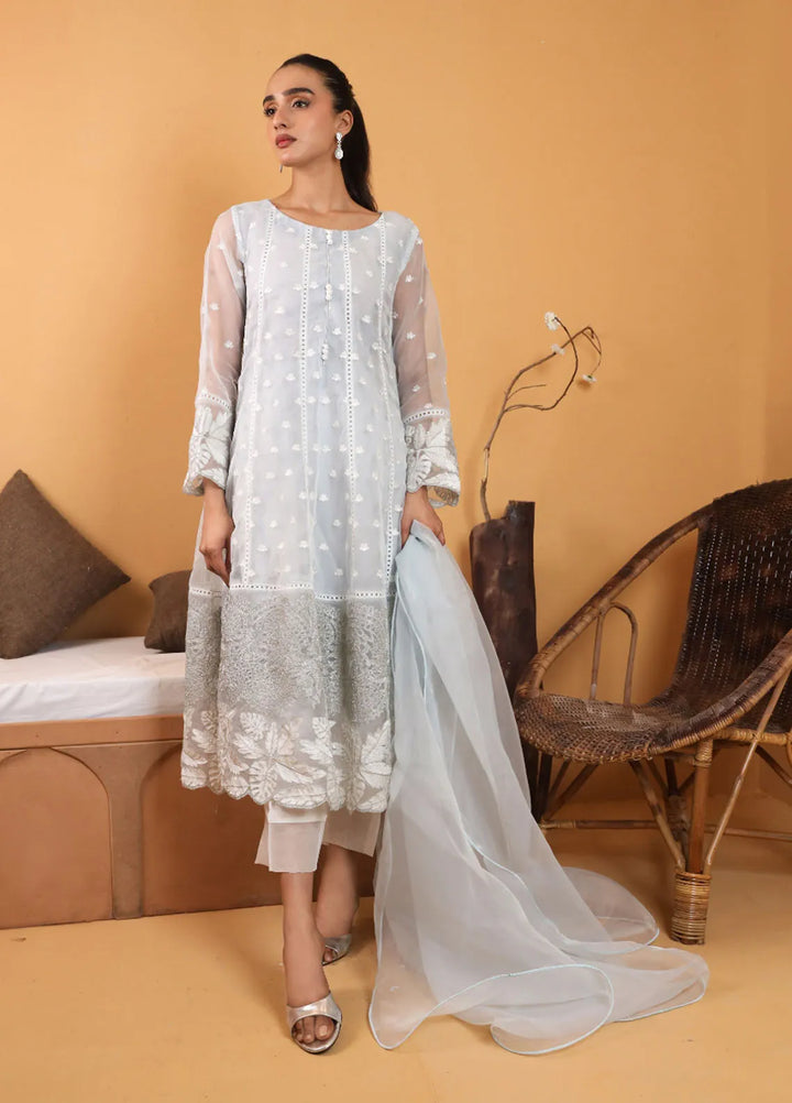 Topnotch Pret Embroidered Organza 3 Piece Suit Bluemoon Tanzanite