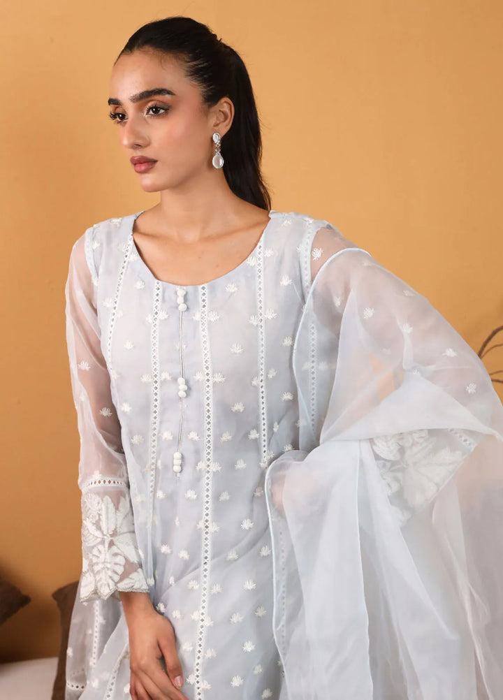 Topnotch Pret Embroidered Organza 3 Piece Suit Bluemoon Tanzanite