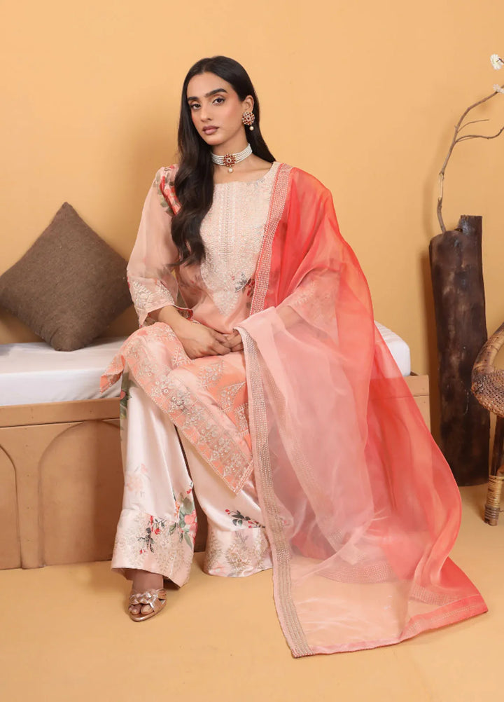 Topnotch Pret Embroidered Organza 4 Piece Suit Morganite