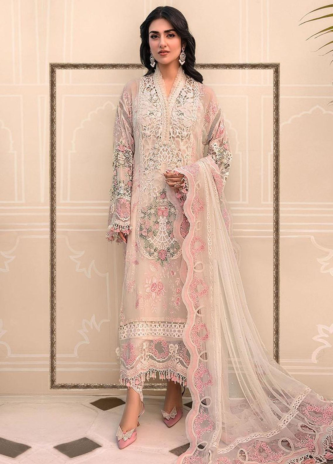 Maria B Embroidered Organza Suits Unstitched 4 Piece MB23MH D4 - Luxury Collection