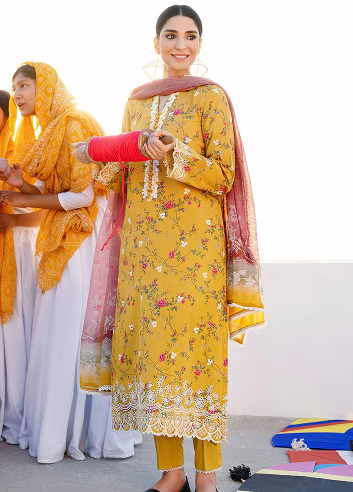 Uraan By Cross Stitch Embroidered Lawn Suits Unstitched 3 Piece CS23U Gold Muse - Premium Collection