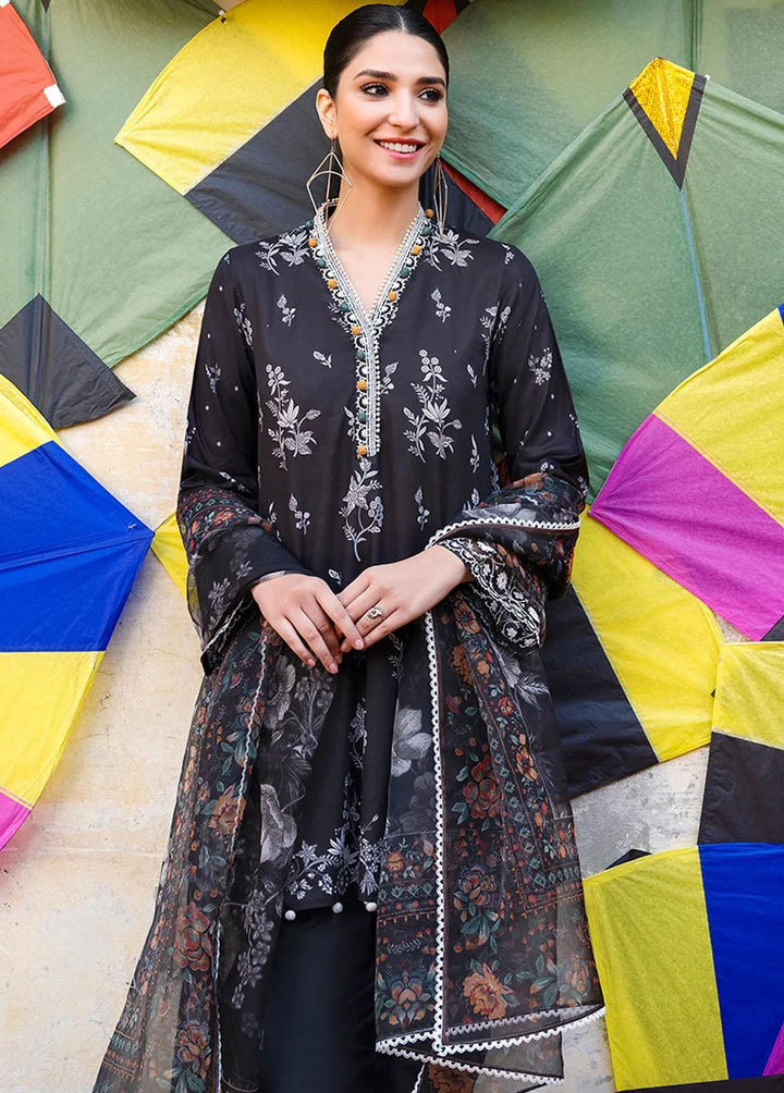 Uraan By Cross Stitch Embroidered Lawn Suits Unstitched 3 Piece CS23U Raven Coal - Premium Collection