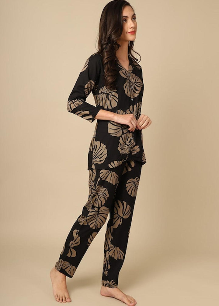 Valerie Pret  Viscose 2 Piece ARJ-PJ-01-BK-LEAF