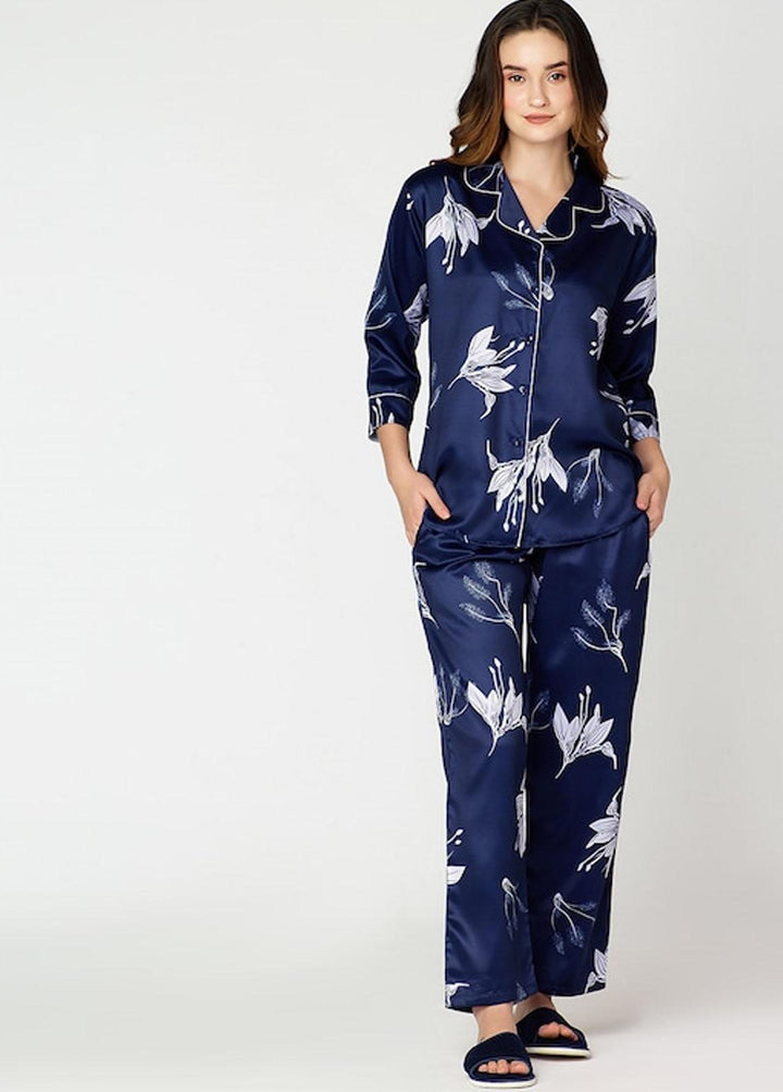 Valerie Pret  Satin 2 Piece ARJ-PJ03-NV-LEAF