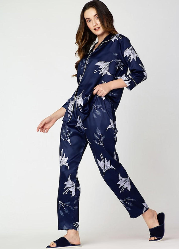 Valerie Pret  Satin 2 Piece ARJ-PJ03-NV-LEAF