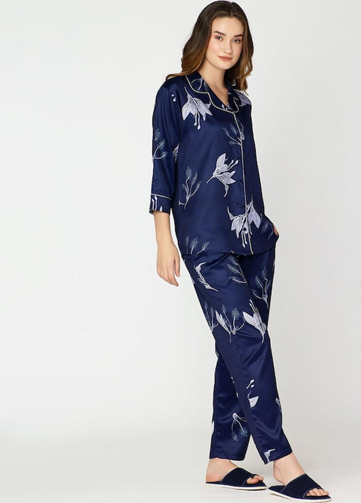 Valerie Pret  Satin 2 Piece ARJ-PJ03-NV-LEAF