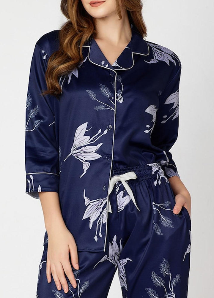 Valerie Pret  Satin 2 Piece ARJ-PJ03-NV-LEAF