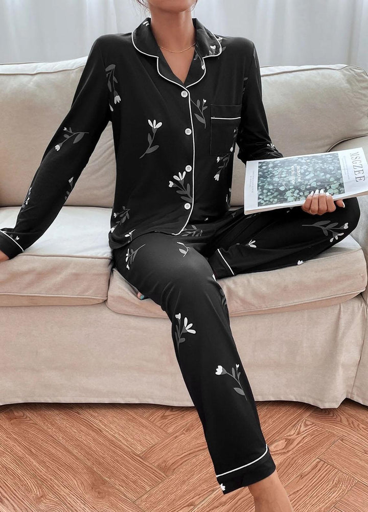 Valerie Night Wear Printed Satin Pajama Set LORI-SCOTT-001