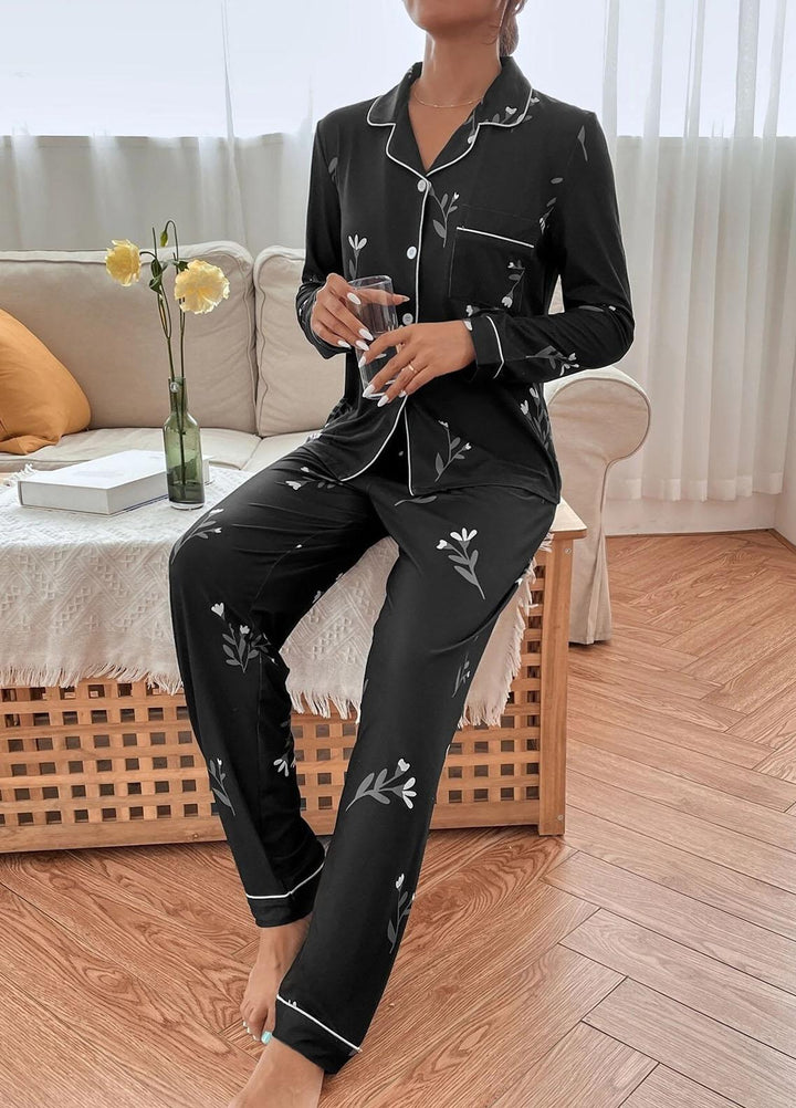 Valerie Night Wear Printed Satin Pajama Set LORI-SCOTT-001