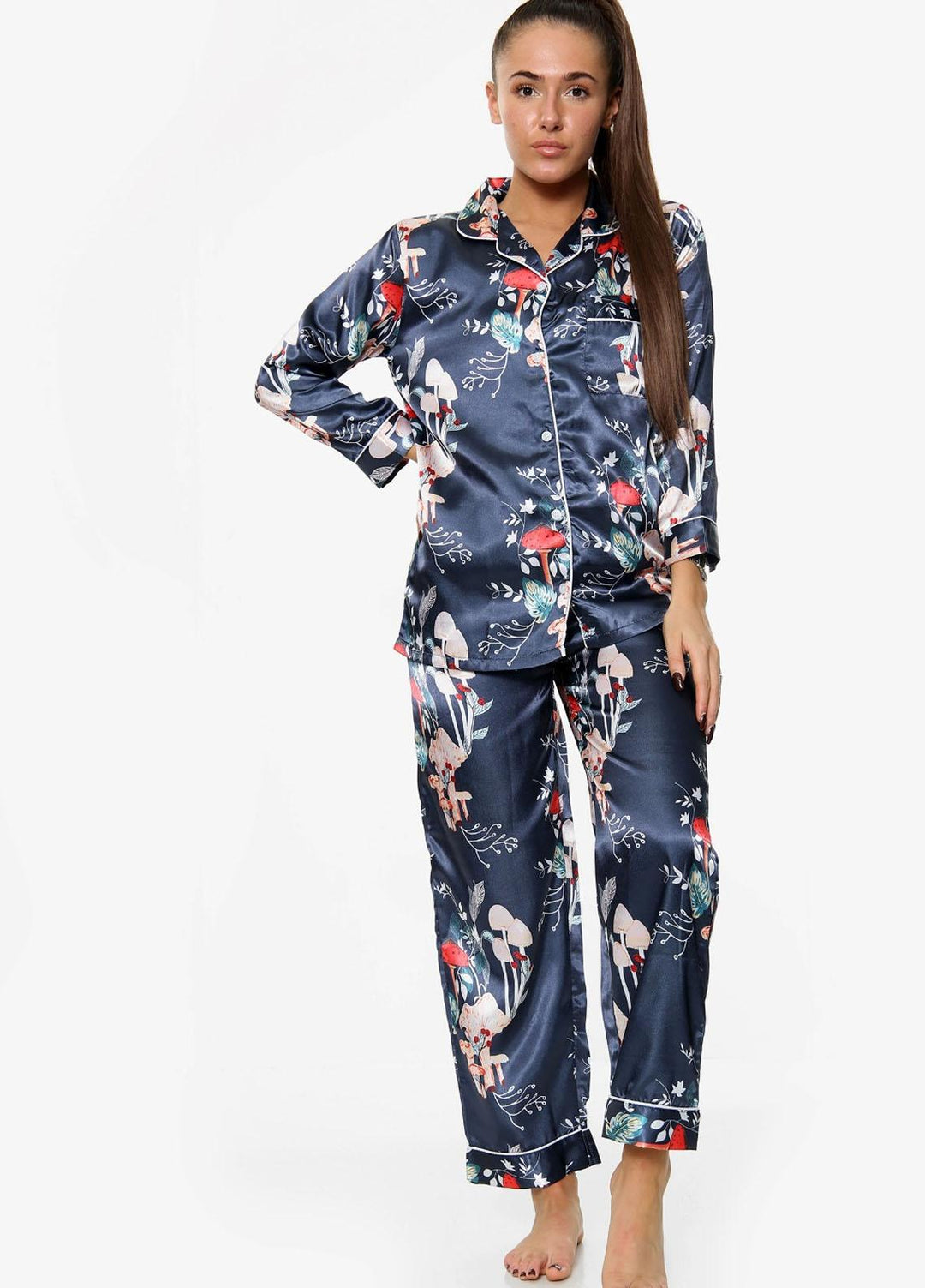Valerie Night Wear Printed Satin Pajama Set LORI-SCOTT-002