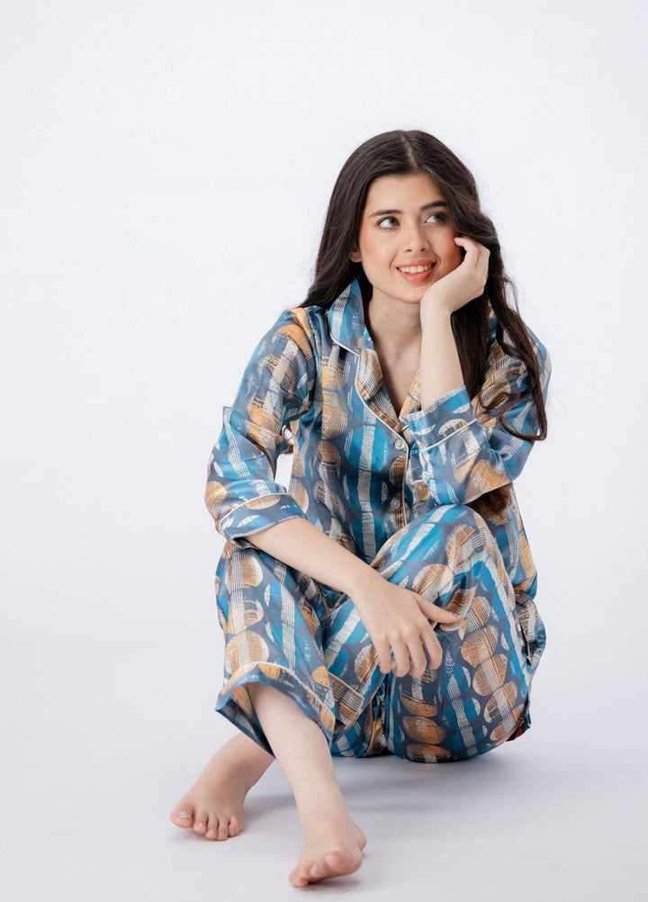 Valerie Pret Printed Satin Night Wear Pajama Set VDPJ1022-01