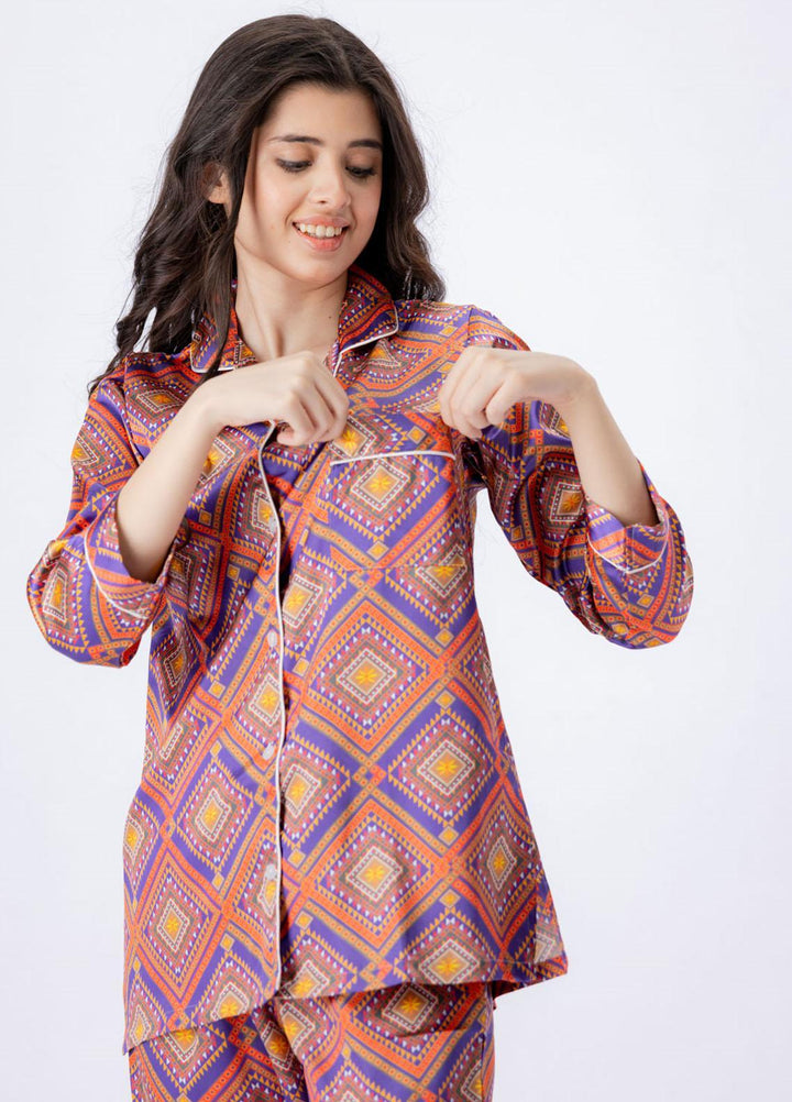 Valerie Pret Printed Satin Night Wear Pajama Set VDPJ1022-09