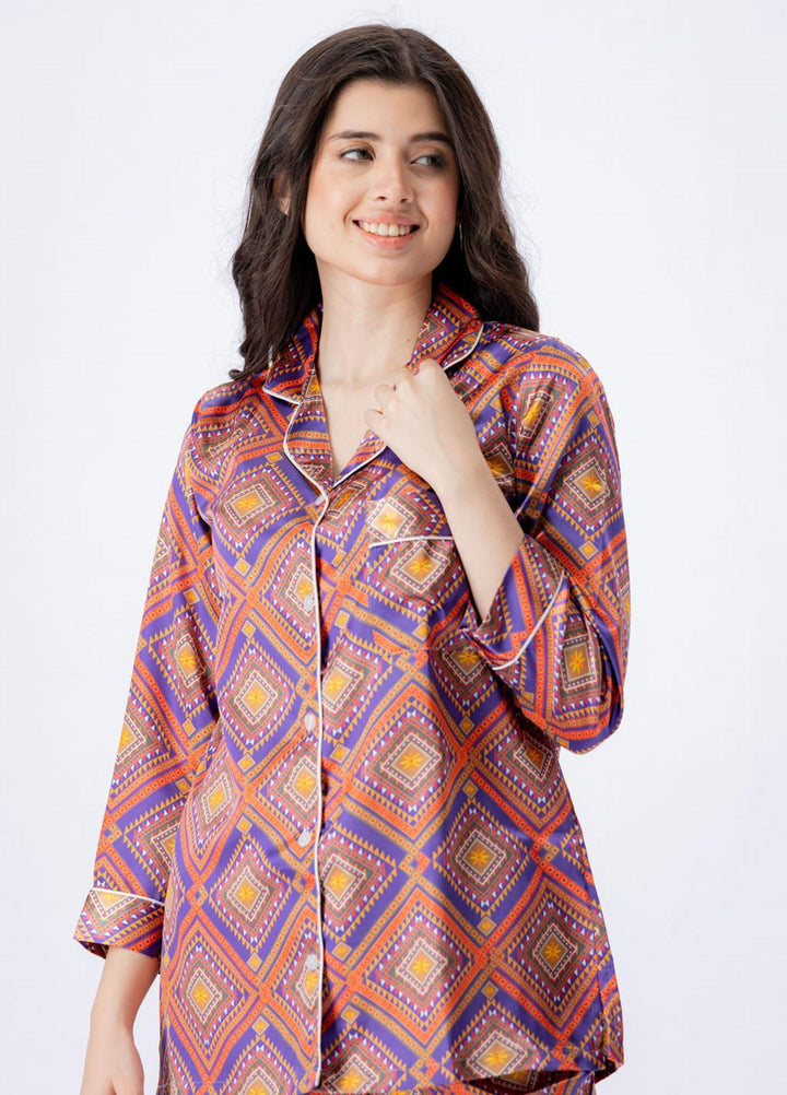 Valerie Pret Printed Satin Night Wear Pajama Set VDPJ1022-09