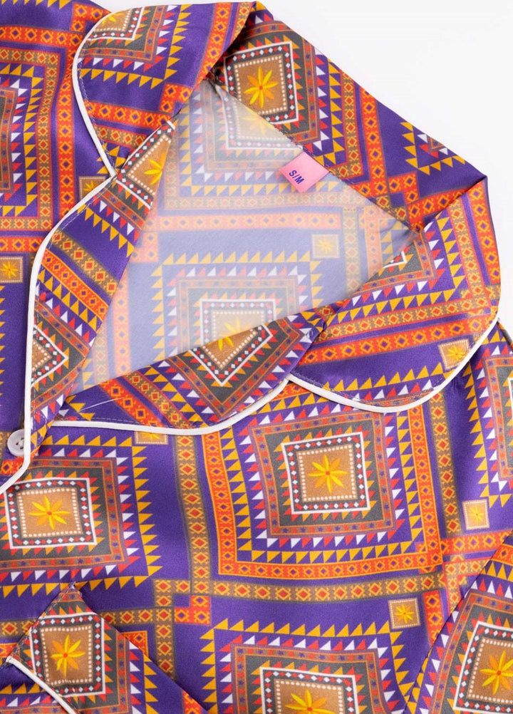 Valerie Pret Printed Satin Night Wear Pajama Set VDPJ1022-09