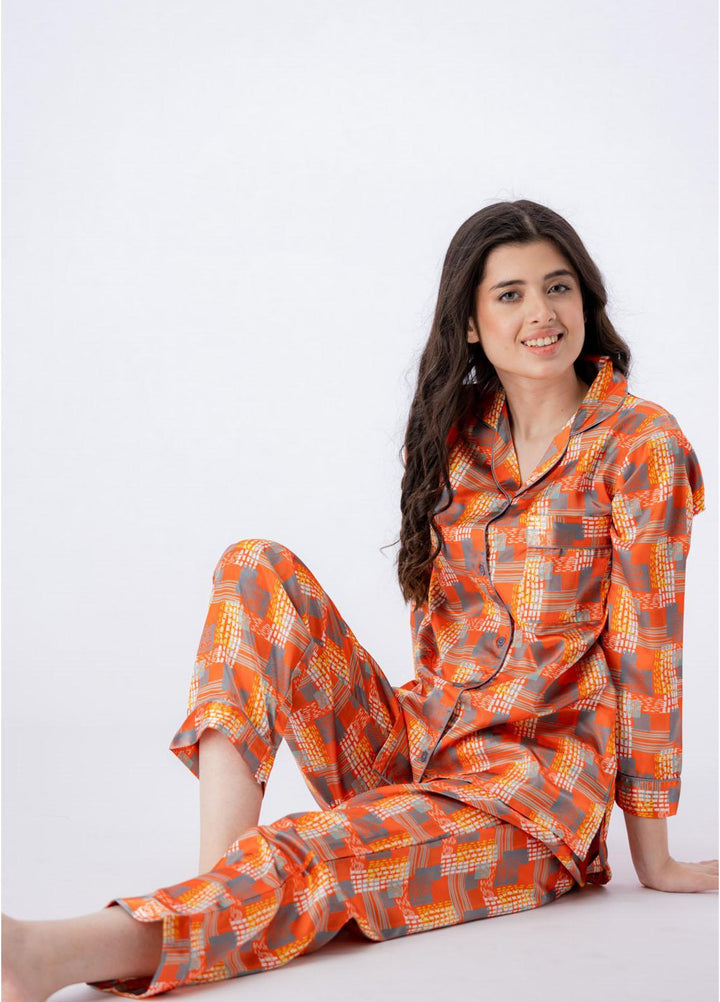 Valerie Pret Printed Satin Night Wear Pajama Set VDPJ1022-10