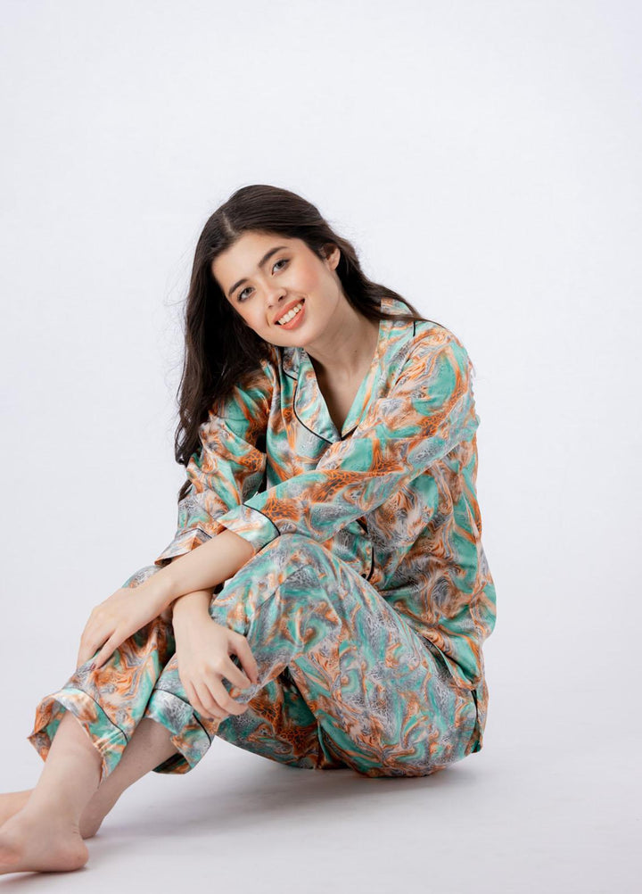 Valerie Pret Printed Satin Night Wear Pajama Set VDPJ1022-14