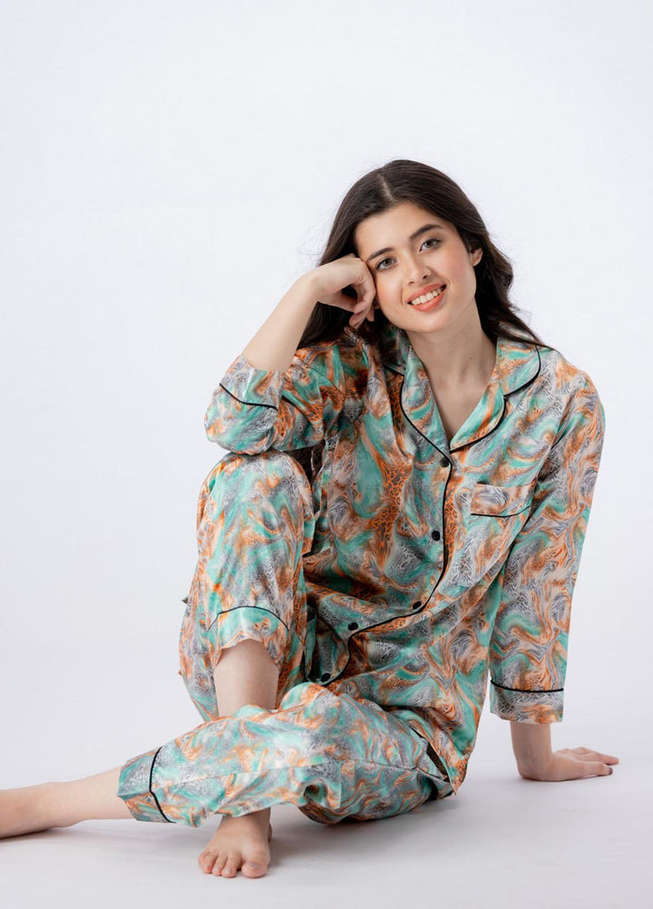 Valerie Pret Printed Satin Night Wear Pajama Set VDPJ1022-14