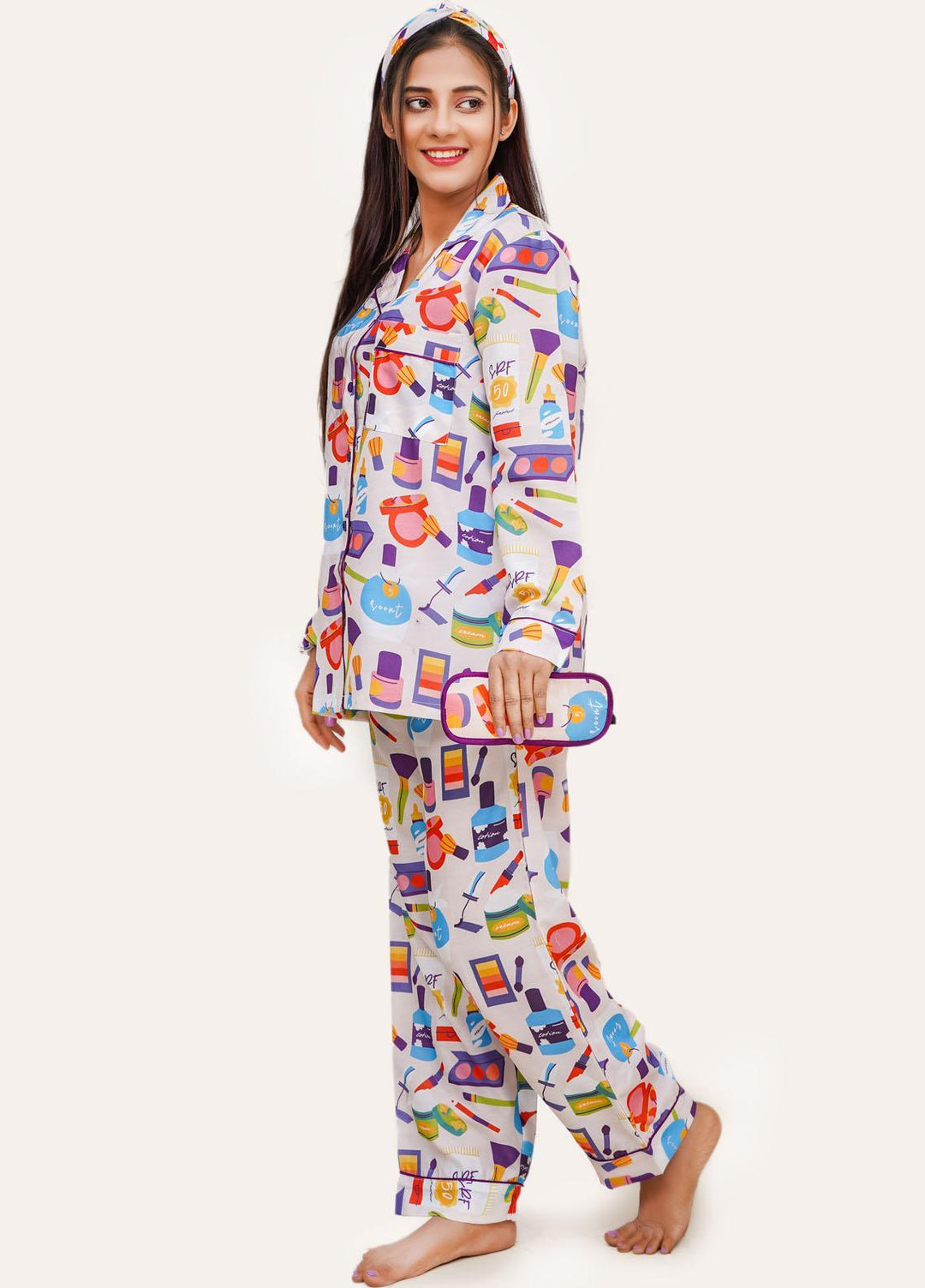 Valerie Pajama Set Printed  5 Piece ARJ-PCTN04