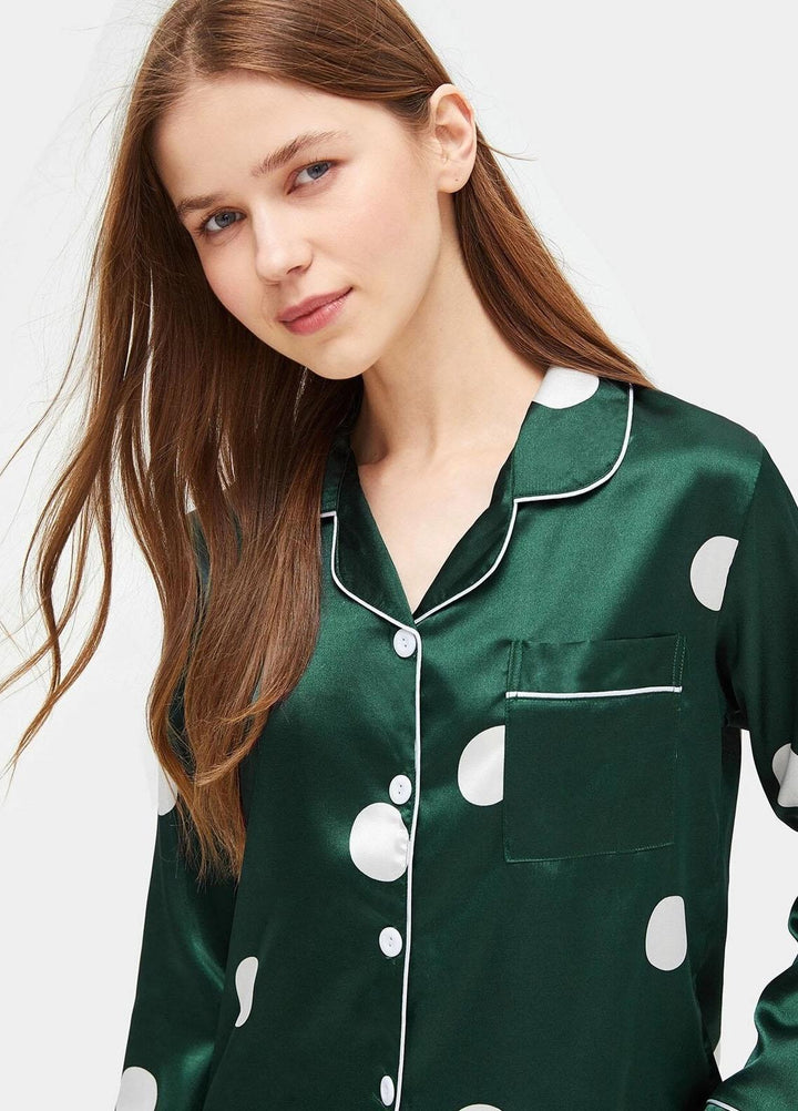 Valerie Night Wear Printed Silk Pajama Set VL0223-SS-GRNDT