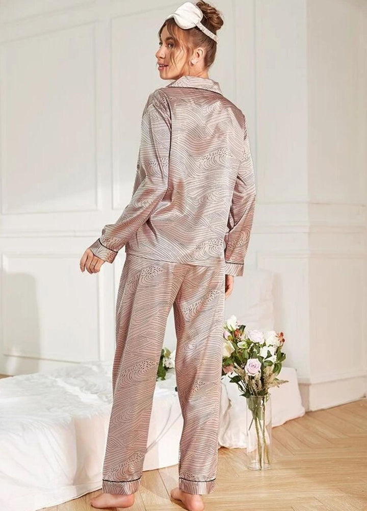 Valerie Night Wear Printed Silk Pajama Set VL0223-SS-COF
