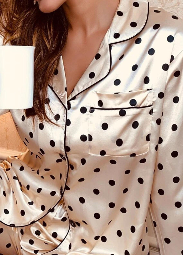 Valerie Night Wear Printed Silk Pajama Set VL-0223-SS-PKDOT