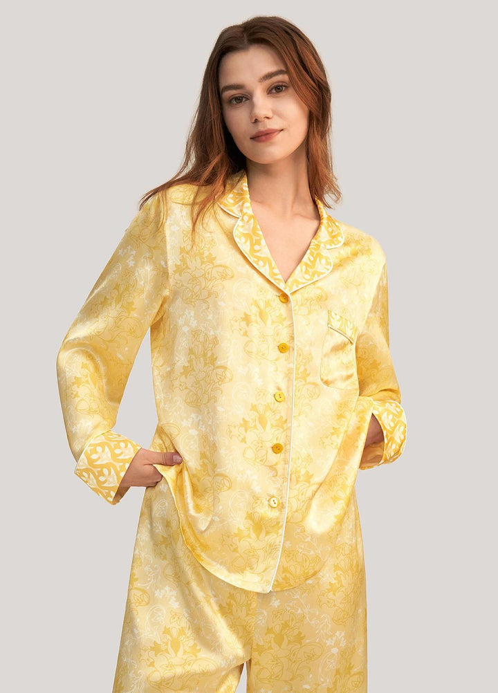 Valerie Night Wear Printed Silk Pajama Set VL-SS-0223-GDFLO