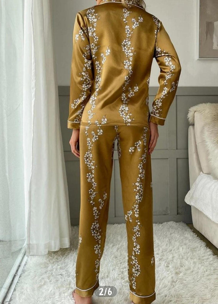 Valerie Night Wear Printed Silk Pajama Set VL0223-SS-BRFLO