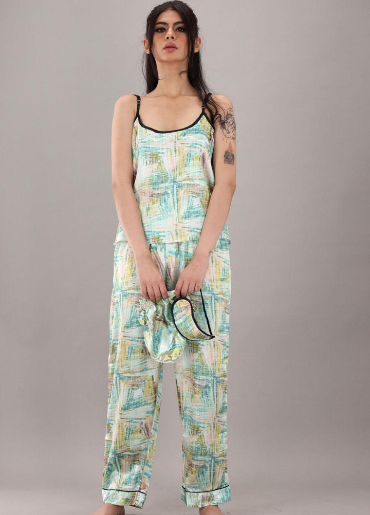 Valerie  7 Pcs Night Wear Satin Pajama Set CLK-ST-0026