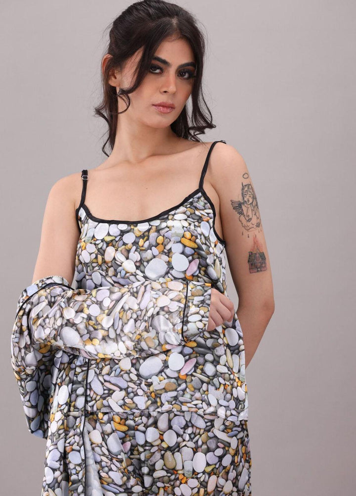 Valerie  7 Pcs Night Wear Satin Pajama Set CLK-ST-0038