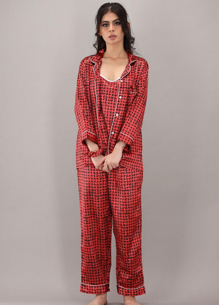 Valerie  7 Pcs Night Wear Satin Pajama Set CLK-ST-0044