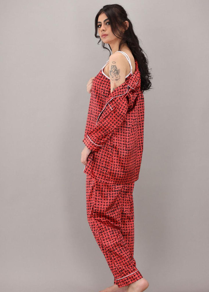 Valerie  7 Pcs Night Wear Satin Pajama Set CLK-ST-0044