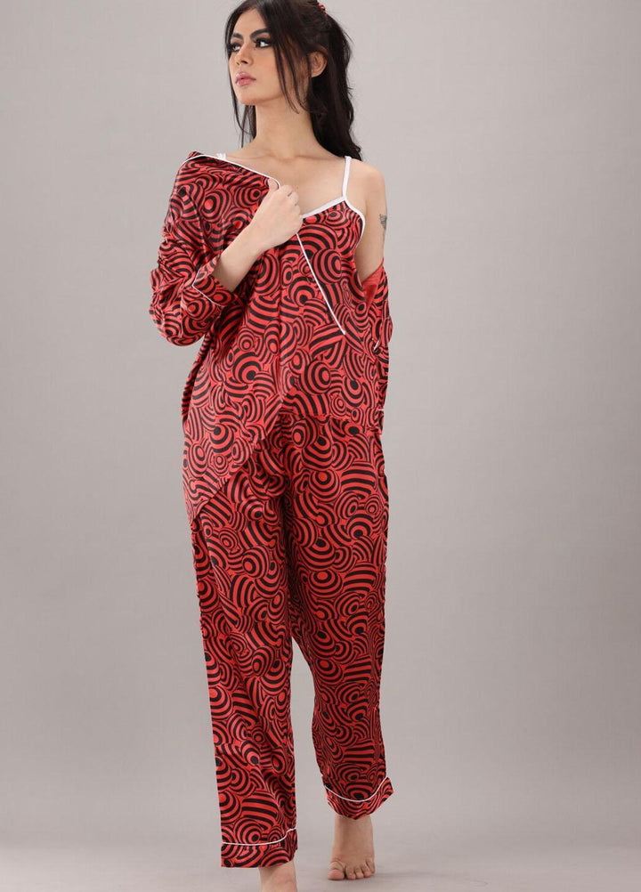 Valerie  7 Pcs Night Wear Satin Pajama Set CLK-ST-0047