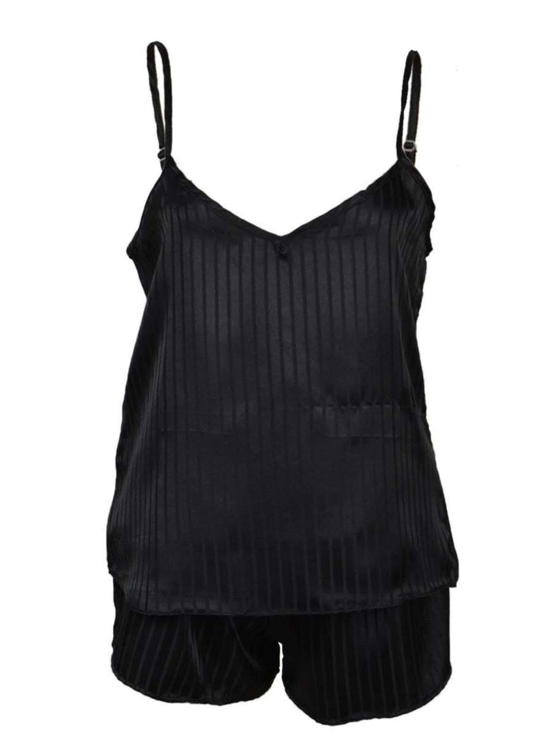 Valerie Night Wear  Satin Cami Set CAM01-STP-BK