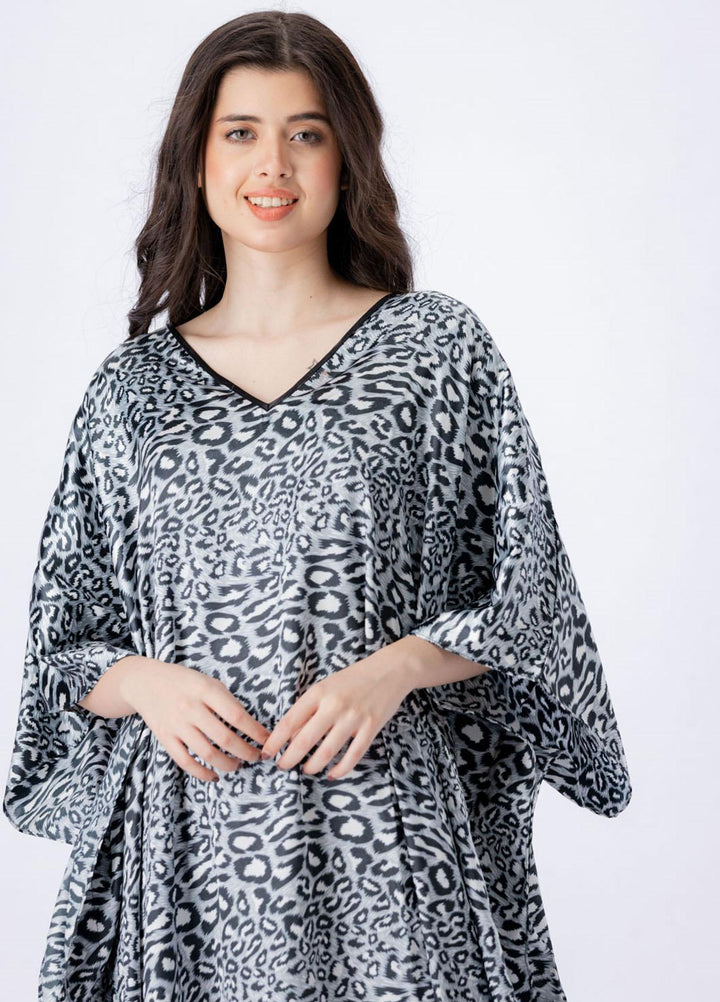 Valerie Long Caftan Collection 2022 Printed Satin Long Caftan Free Size  VKAF1022-103 - Night Dress